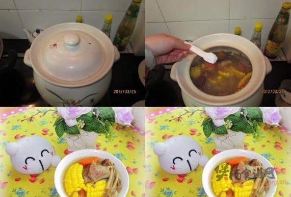 茶树菇龙骨煲玉米汤的做法