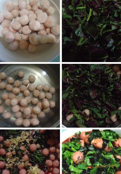 苋菜虾丸汤的做法