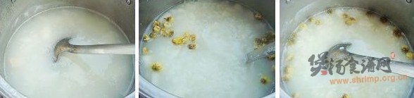 雪梨菊花粥的做法