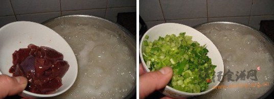 猪肝芹菜瘦肉粥的做法