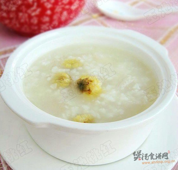 雪梨菊花粥的做法