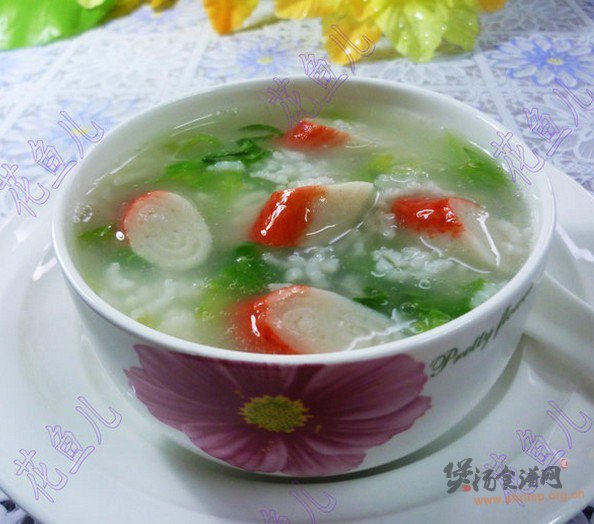 蟹肉棒生菜大米粥的做法
