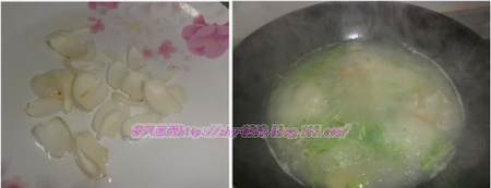 萝卜虾干百合汤面的做法