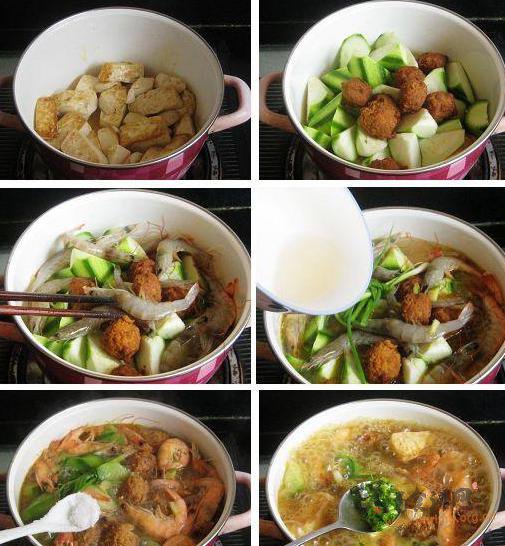 肉丸鲜虾炖豆腐的做法