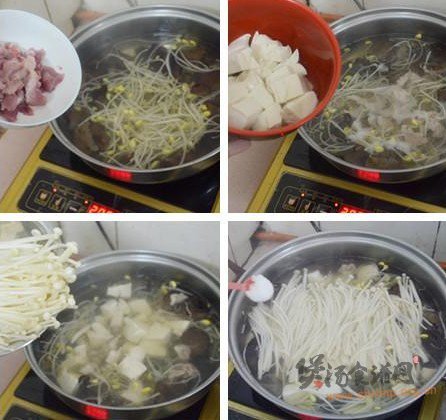 金针菇木耳豆腐猪肉汤的做法