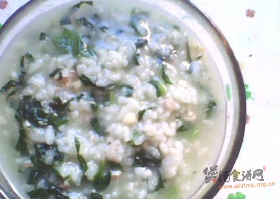 冬寒菜肉末杏仁粥的做法