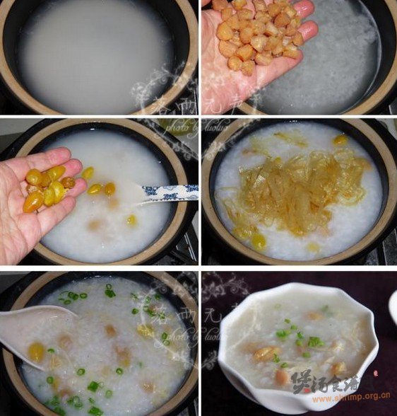 白果干贝腐皮粥的做法