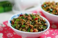 酸豆角蒜苗炒肉末的做法