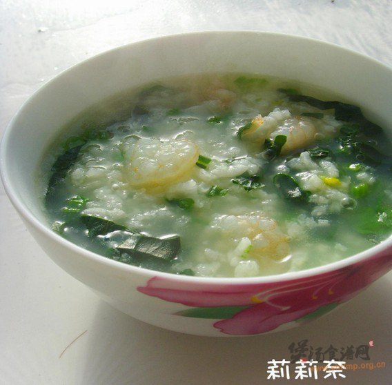 翡翠虾仁粥的做法