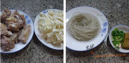 粉条花菜牛排骨汤的做法