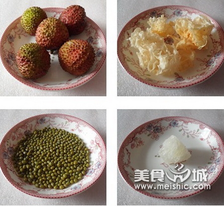 银耳荔枝绿豆爽的做法