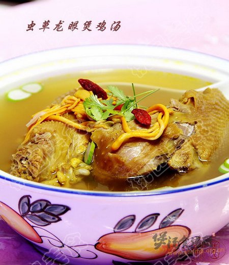 虫草龙眼煲笨鸡的做法