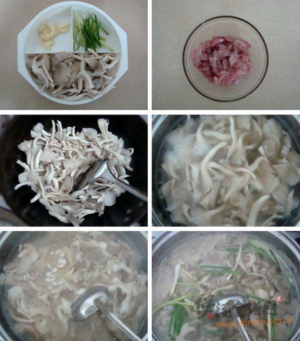 平菇肉片汤的做法