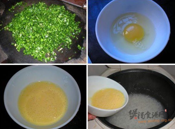 韭菜鸡蛋粥的做法