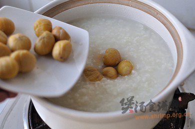 鸡丝栗子粥的做法