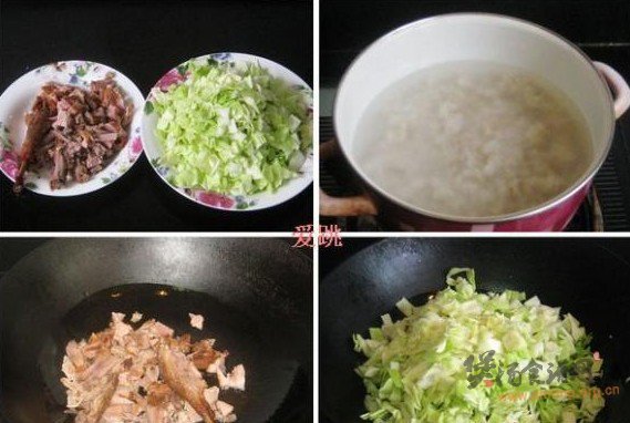 包菜鸭肉泡粥的做法