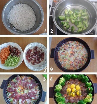 鹌鹑蛋腊肠煲仔饭的做法