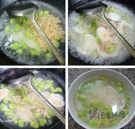虾皮蚕豆年糕汤的做法