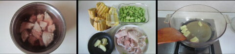 玉米蚕豆排骨汤的做法