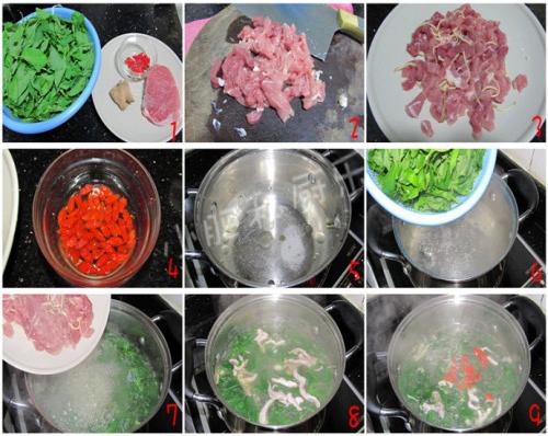 枸杞叶肉丝汤的做法
