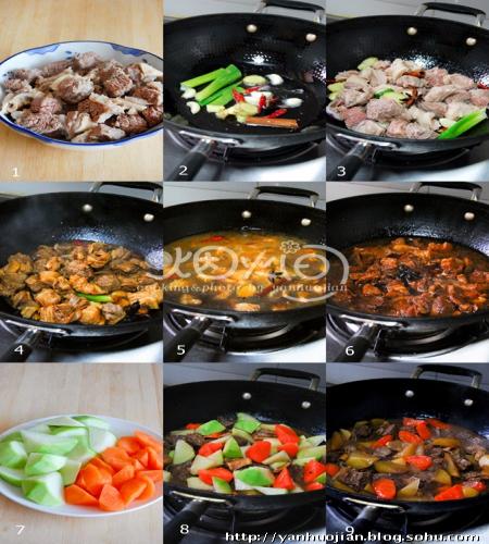 青红萝卜焖牛肉的做法