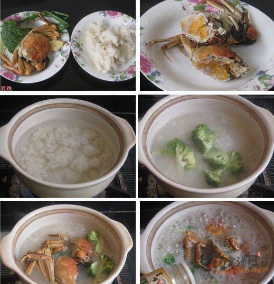 河蟹西兰花粥的做法