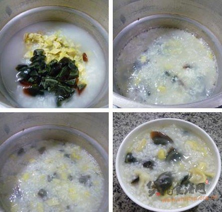羊尾笋皮蛋大米粥的做法