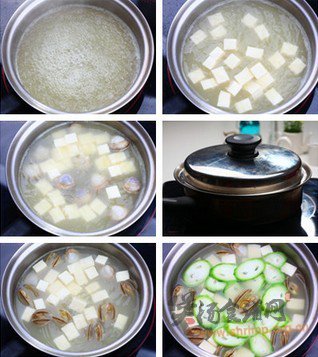 丝瓜文蛤豆腐汤的做法