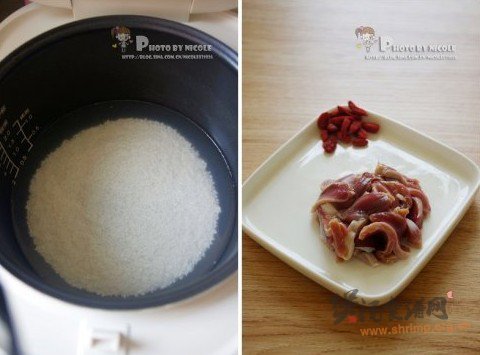 枸杞鸡胗双麦粥的做法
