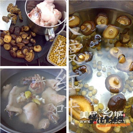 冬菇黄豆猪蹄汤的做法