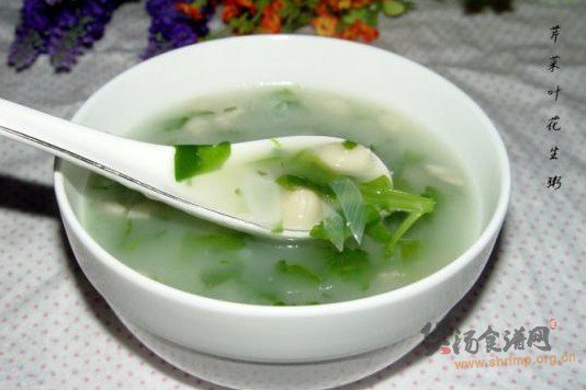芹菜叶花生米清香粥的做法