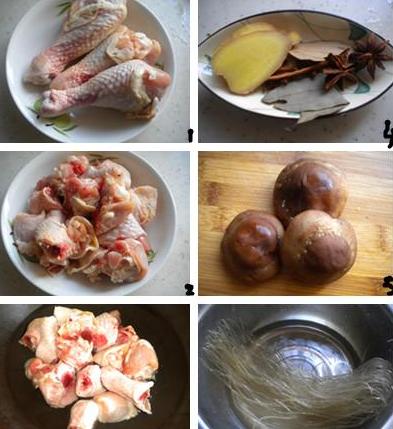 香菇粉条炖鸡块的做法
