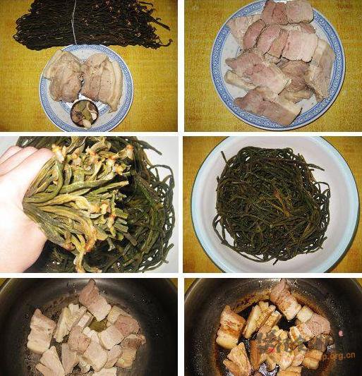 五花肉炖干豆角的做法