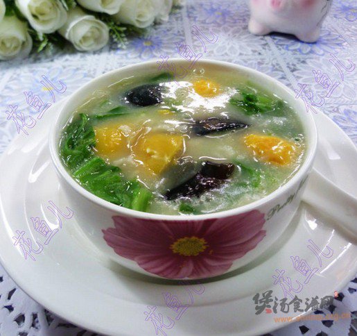 生菜双皮蛋大米粥的做法