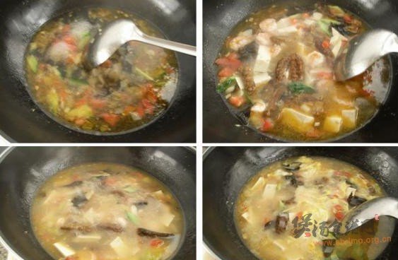 海鲜酸辣豆腐汤的做法