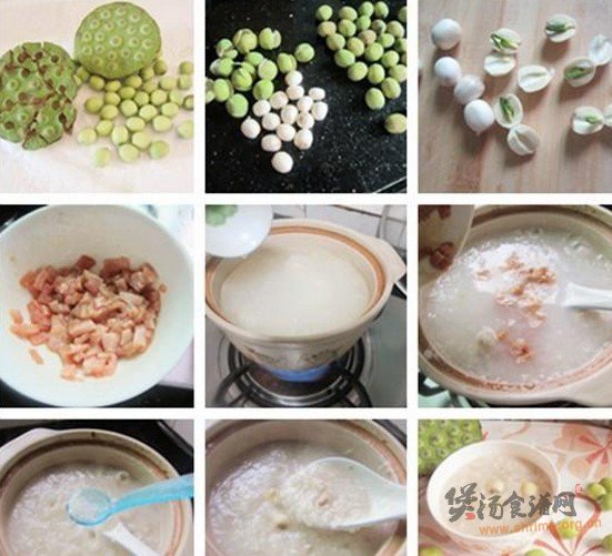 鲜莲子肉片粥的做法
