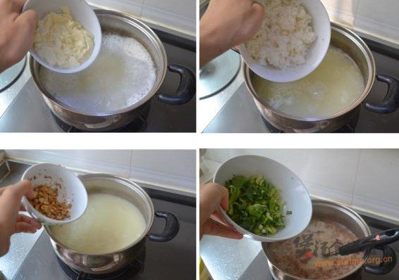 咸蛋果仁粥的做法