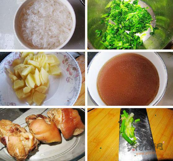 小白菜炖魔芋土豆的做法