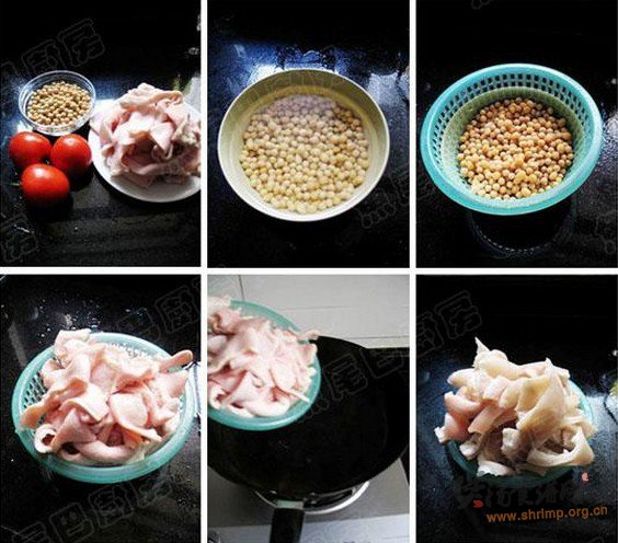 番茄黄豆猪皮汤的做法