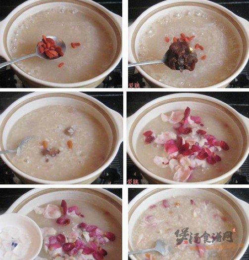 玫瑰花桂圆粥的做法