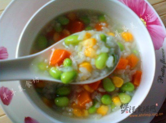 玉米胡萝卜青豆粥的做法