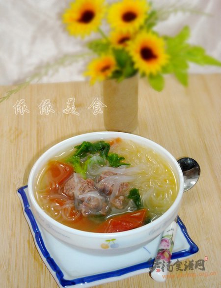 番茄牛肉粉丝汤的做法