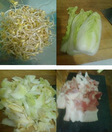 白菜豆芽炖粉条的做法