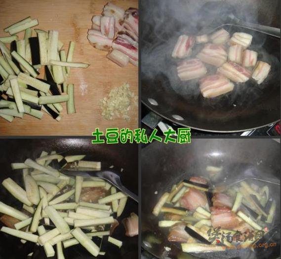 腊肉炖茄子的做法