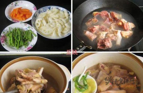 芦笋莲藕炖鸡块的做法