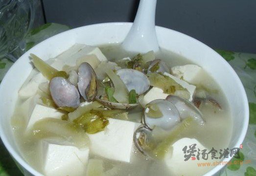 咸菜豆腐贝汤的做法