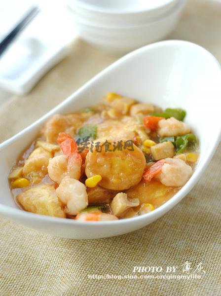 蚝油虾仁玉子豆腐的做法