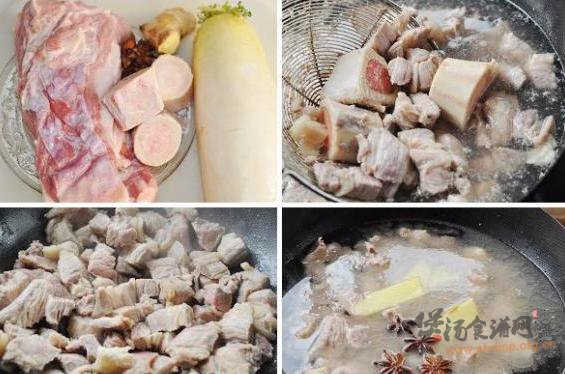 白萝卜炖牛腩煲的做法