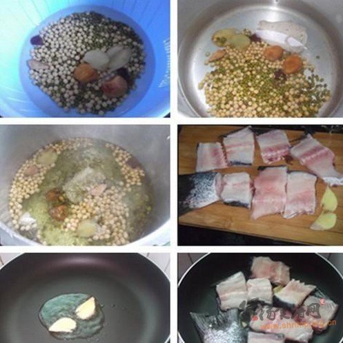 黄绿豆煲鱼骨汤的做法