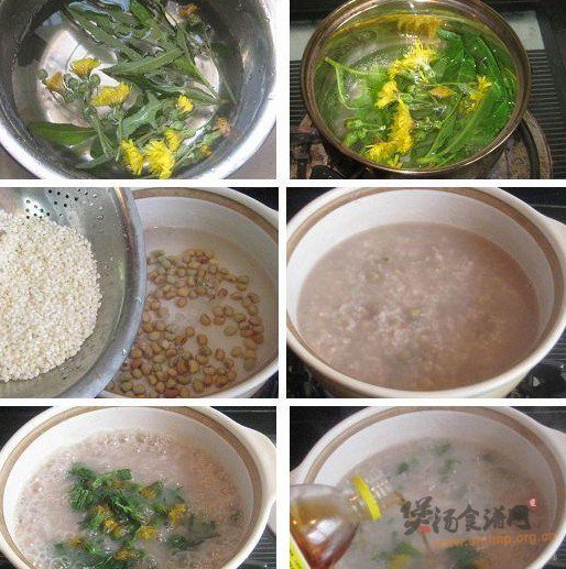 蒲公英红豆糯米粥的做法
